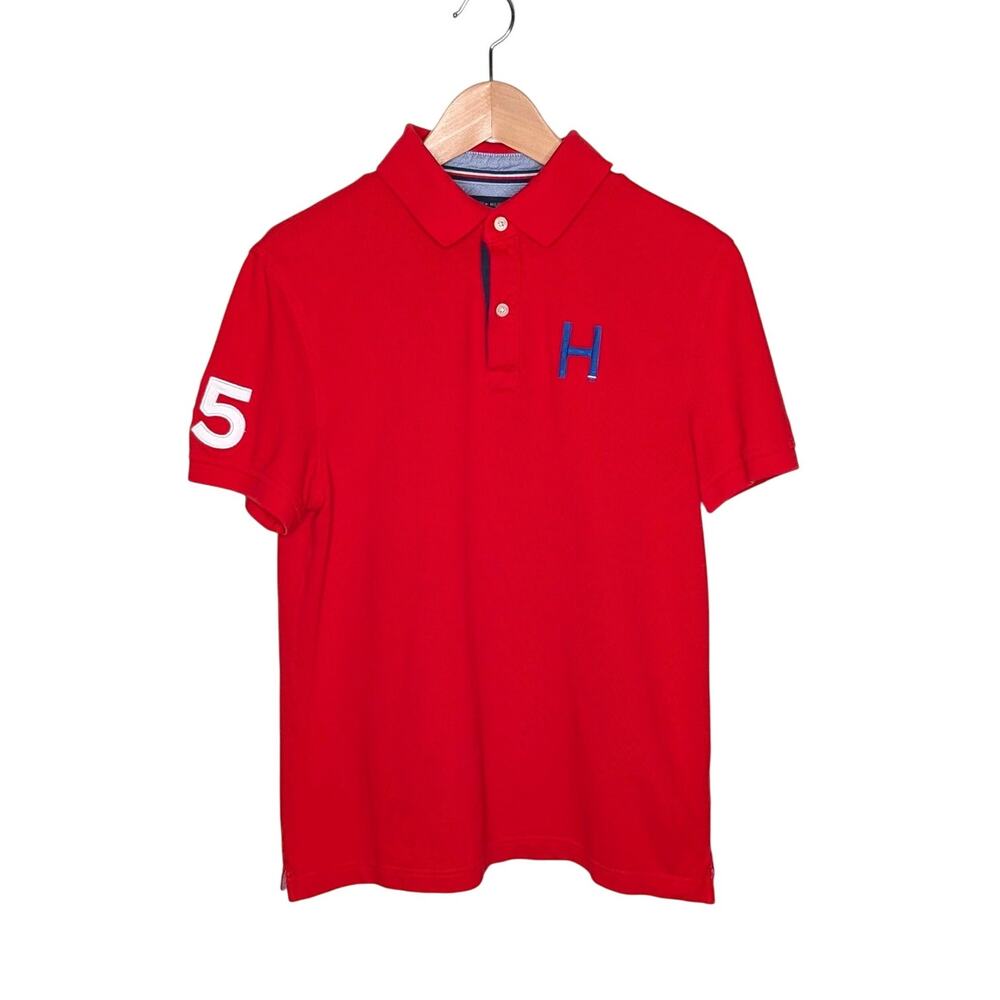Tommy Hilfiger Polo Shirt Mens Medium Custom Fit Red Preppy Retro Heritage 85